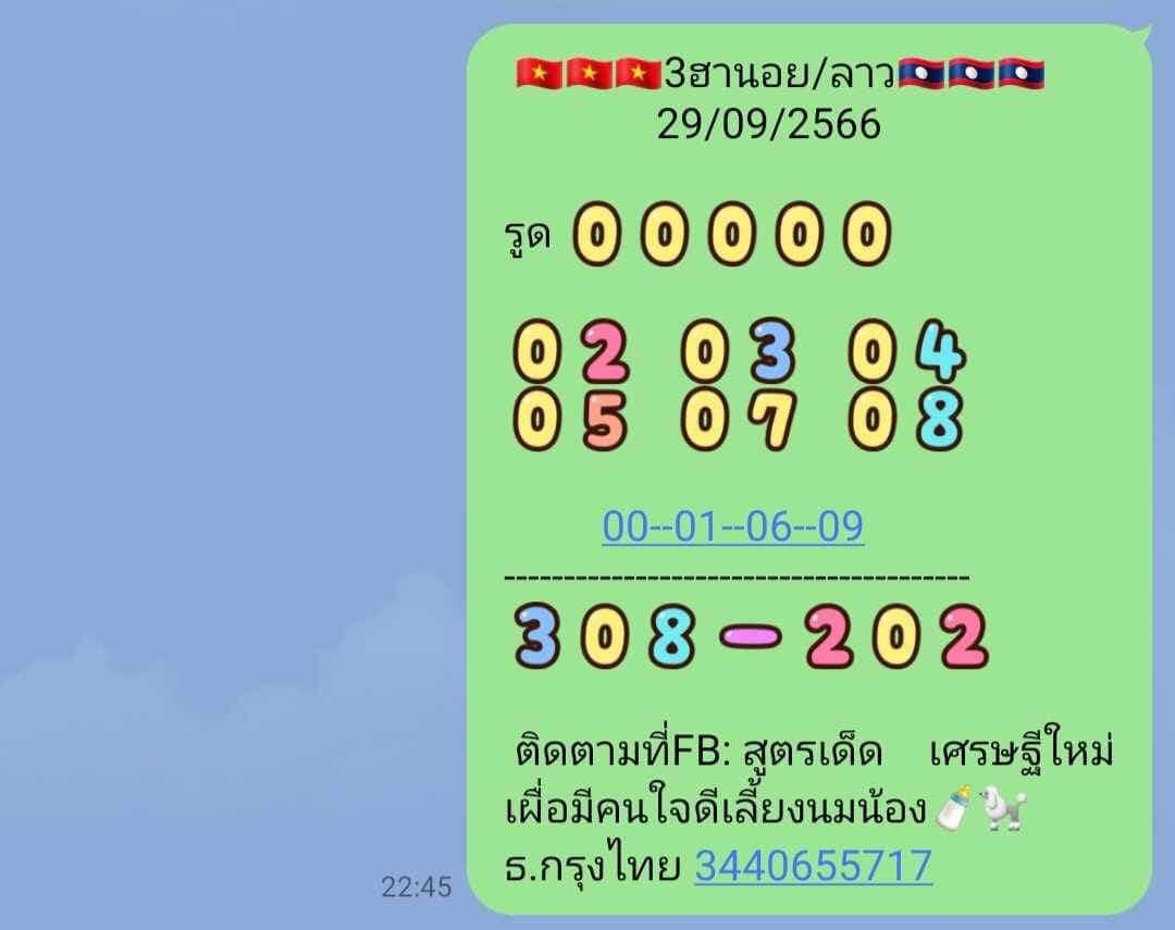 หวยฮานอย 29-9-66 ชุด6
