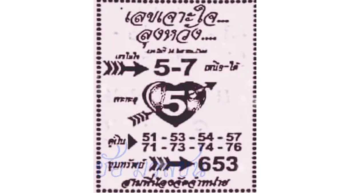เลขเจาะใจลุงหวัง งวดวันที่ 16 กันยายน 2566