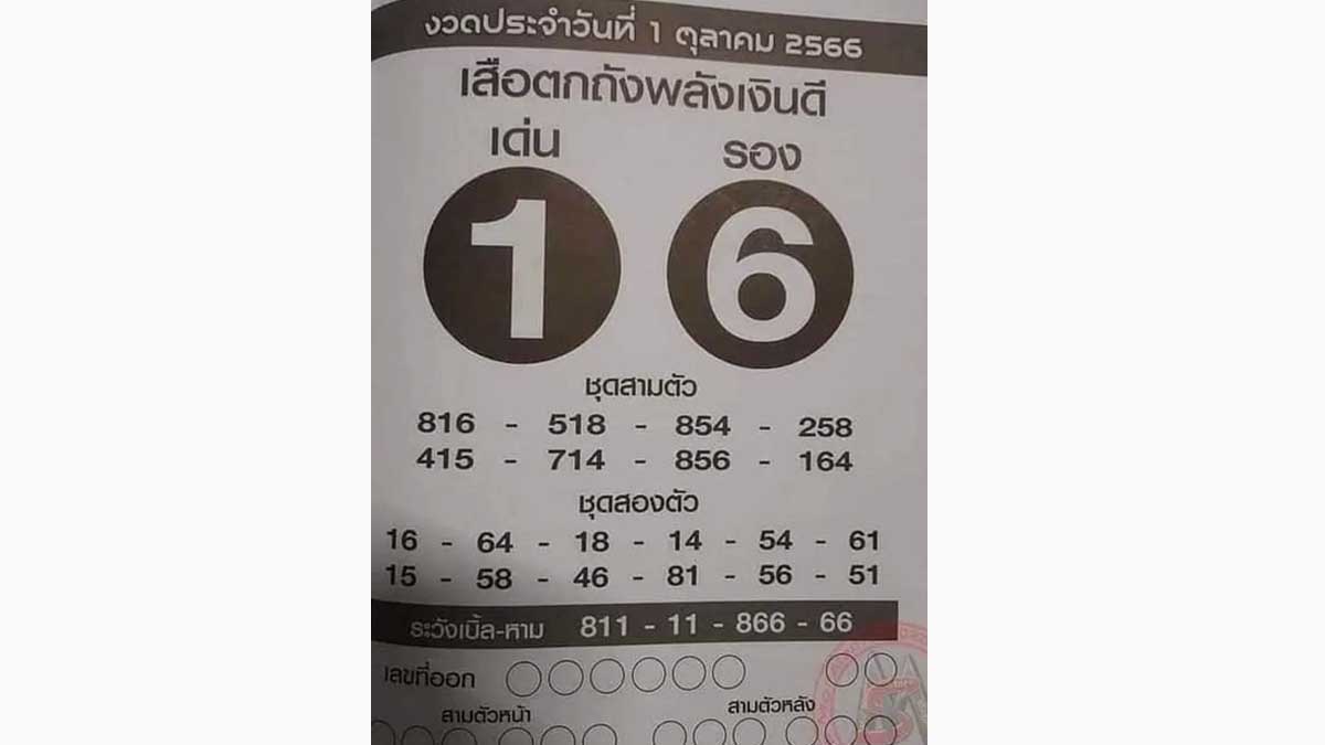 เสือตกถังพลังเงินดี งวด 1 ตุลาคม 2566