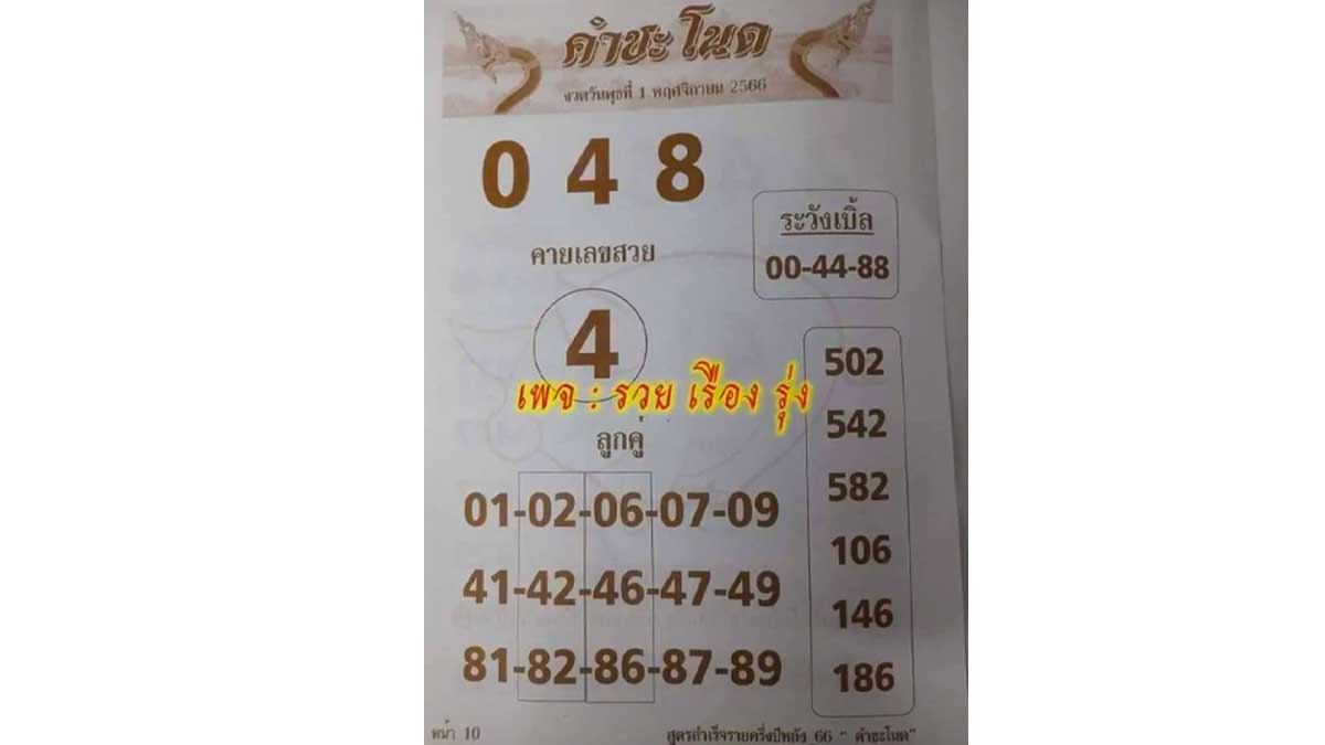 หวยคำชะโนดงวด 1 พฤศจิกายน 25661