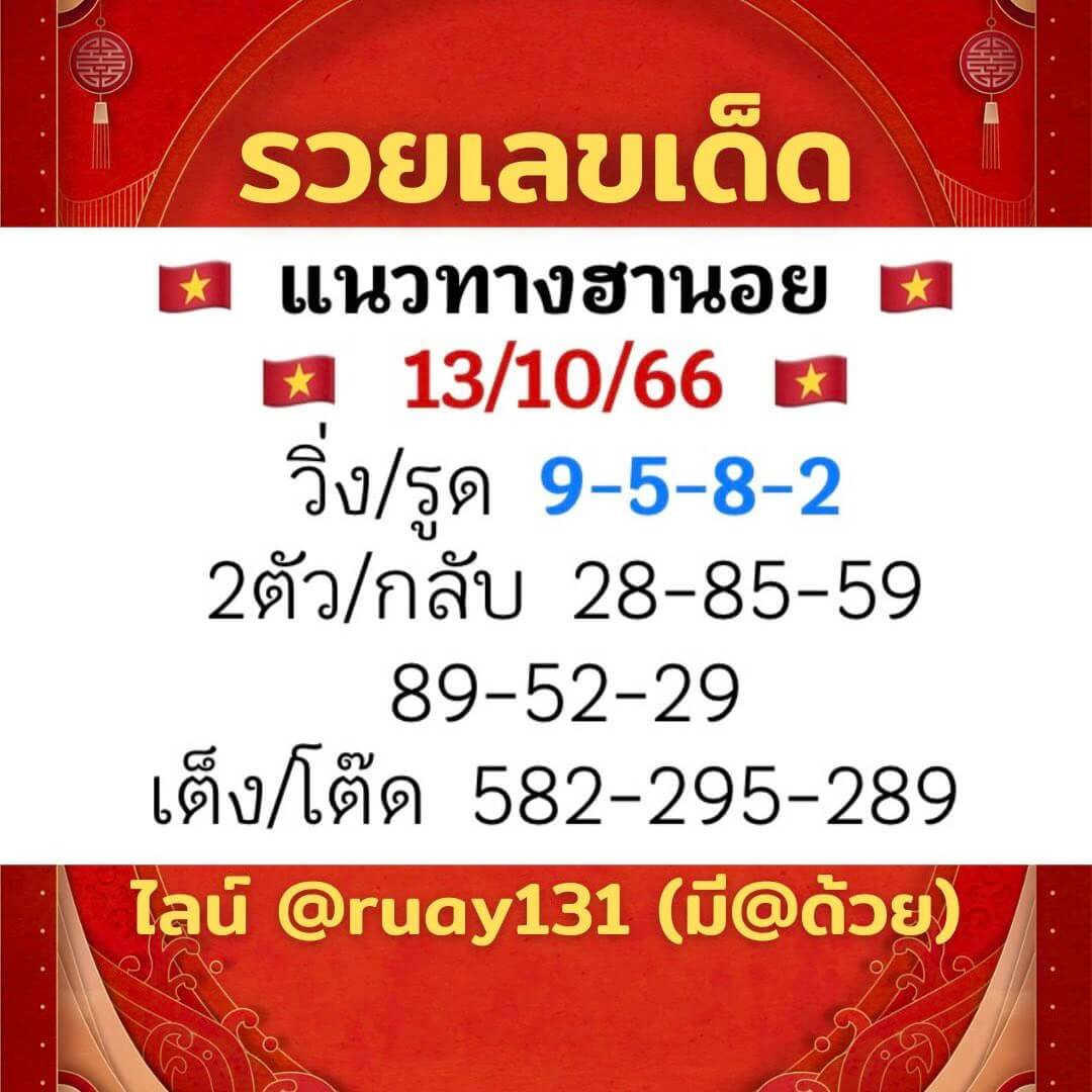 หวยฮานอย 13-10-66 ชุด6