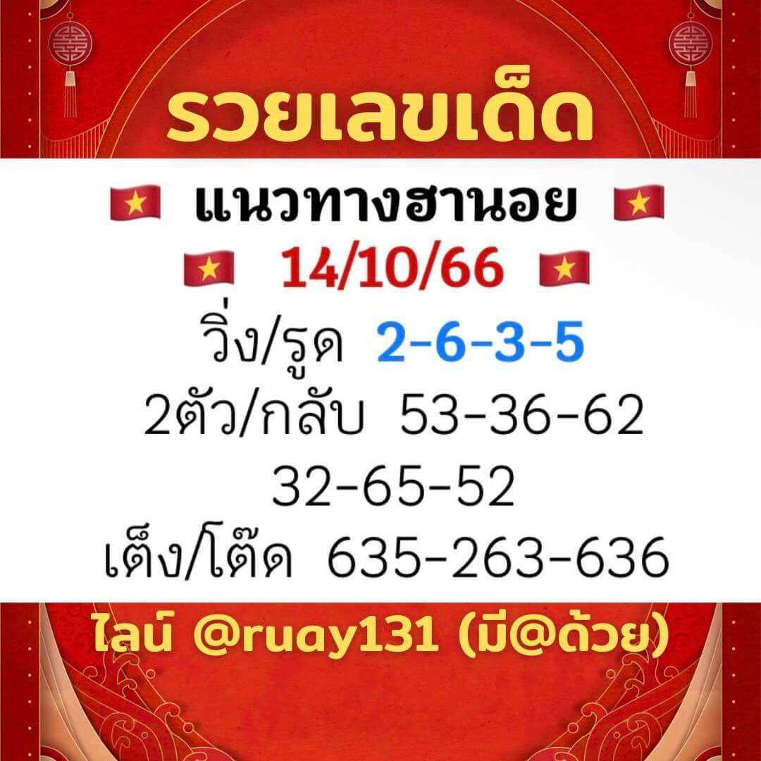 หวยฮานอย 14-10-66 ชุด10