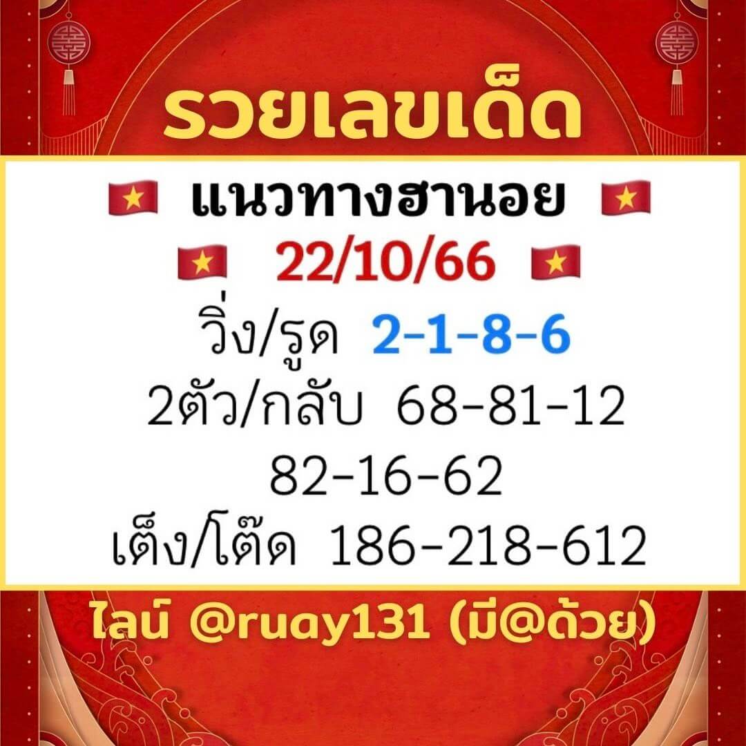 หวยฮานอย 22-10-66 ชุด10