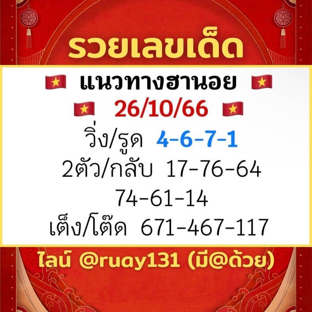 หวยฮานอย 26-10-66 ชุด10