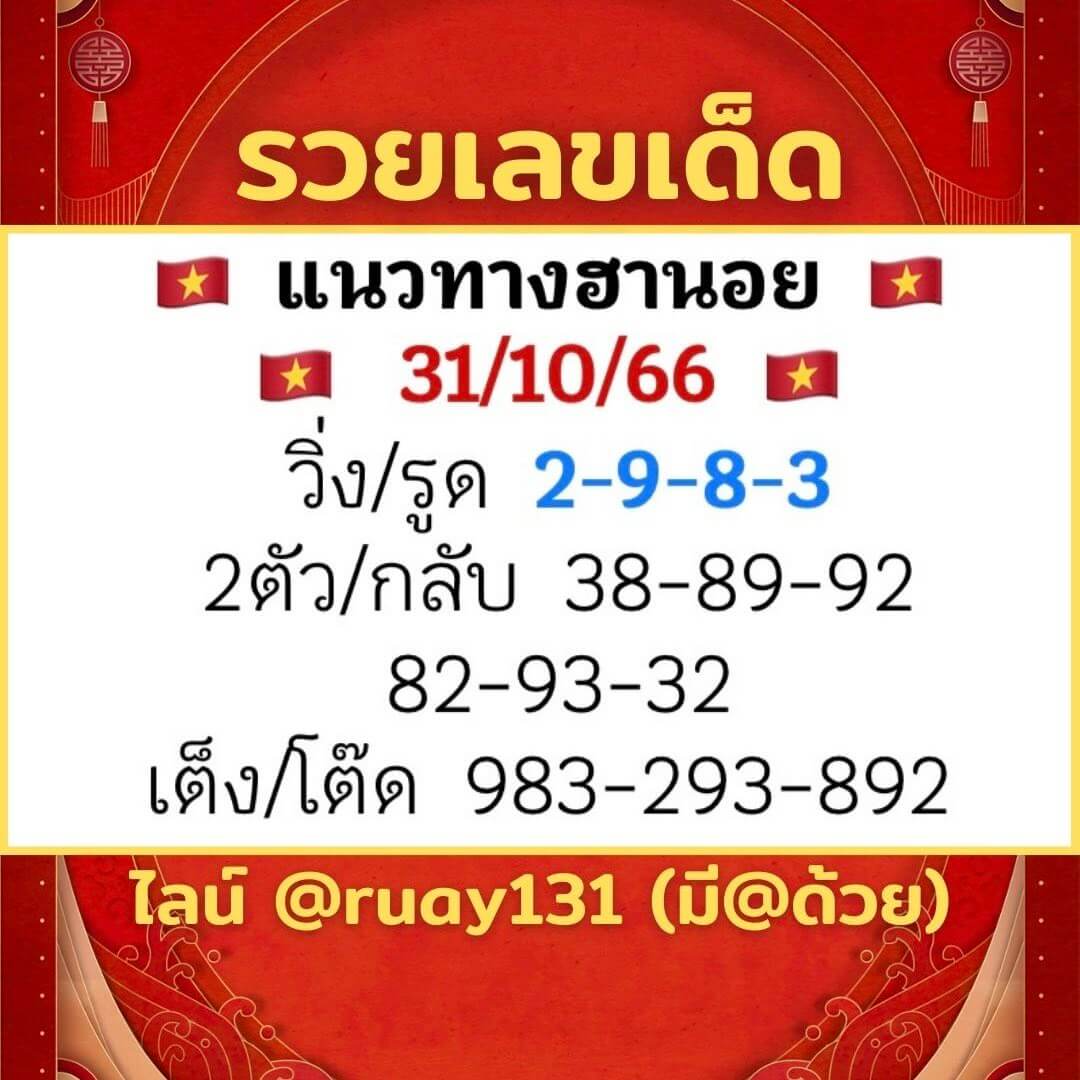 หวยฮานอย 30-10-66 ชุด8