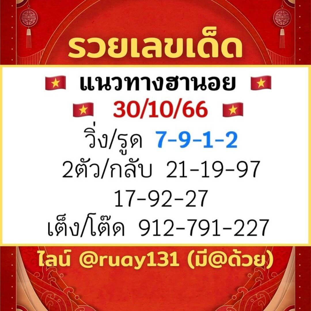 หวยฮานอย 30-10-66 ชุด9