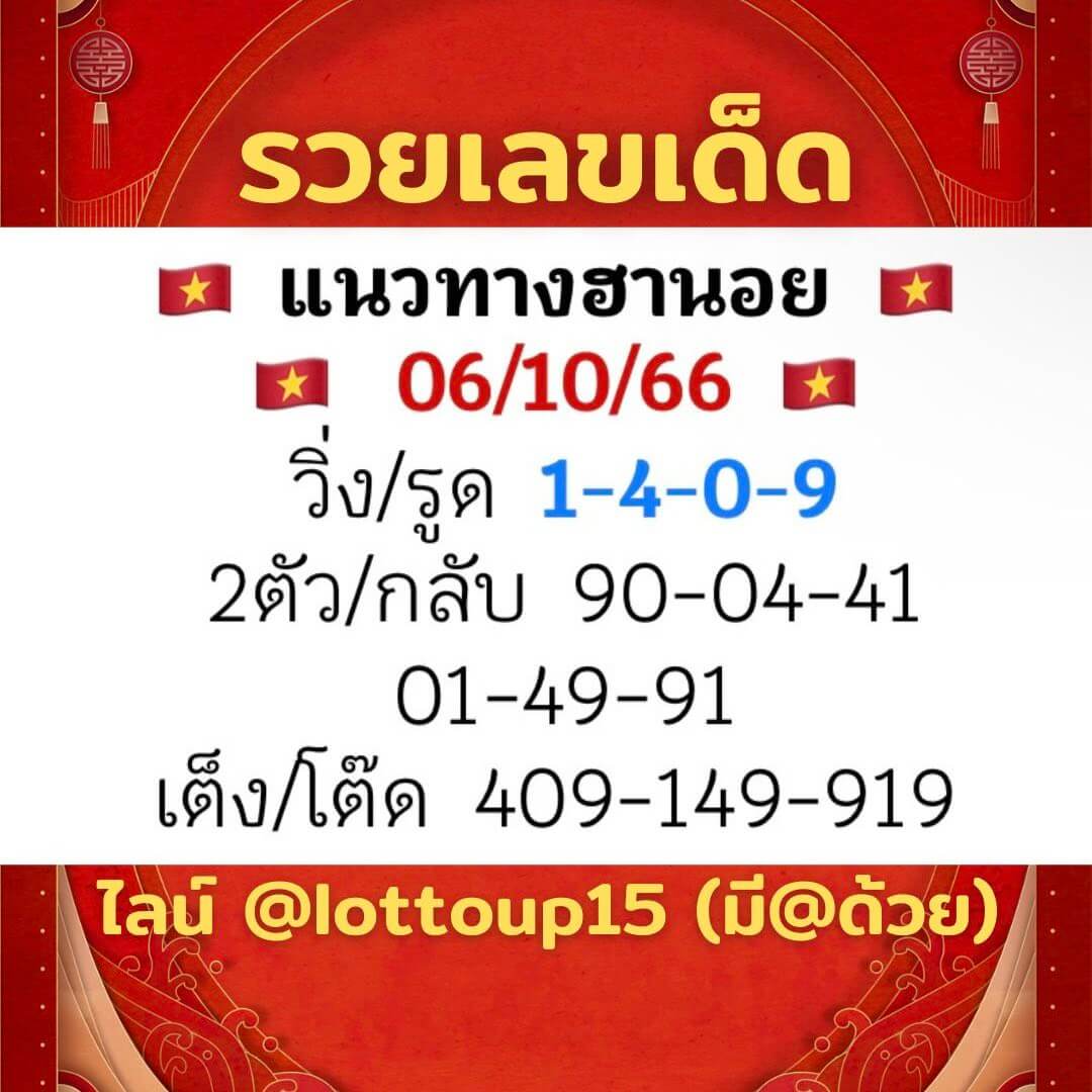 หวยฮานอย 6-10-66 ชุด10