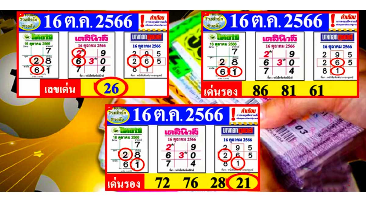 หวยเดลินิวส์งวด 16 ตุลาคม 2566