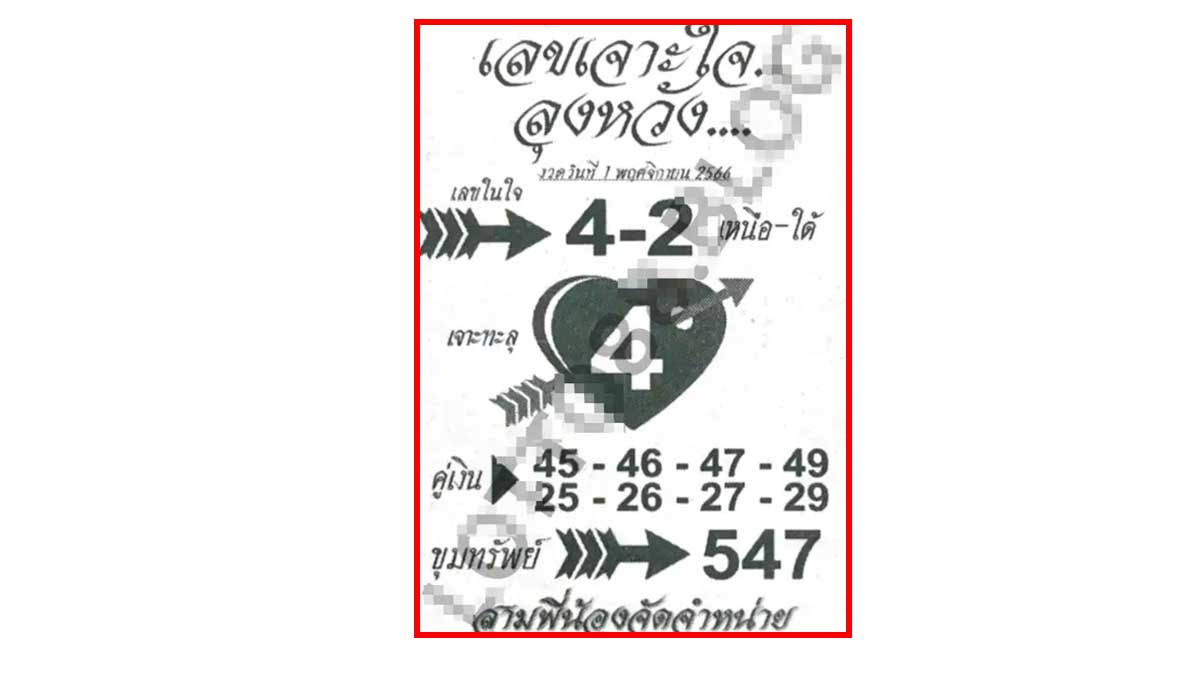 เลขเจาะใจลุงหวัง งวด 1 พฤศจิกายน 2566