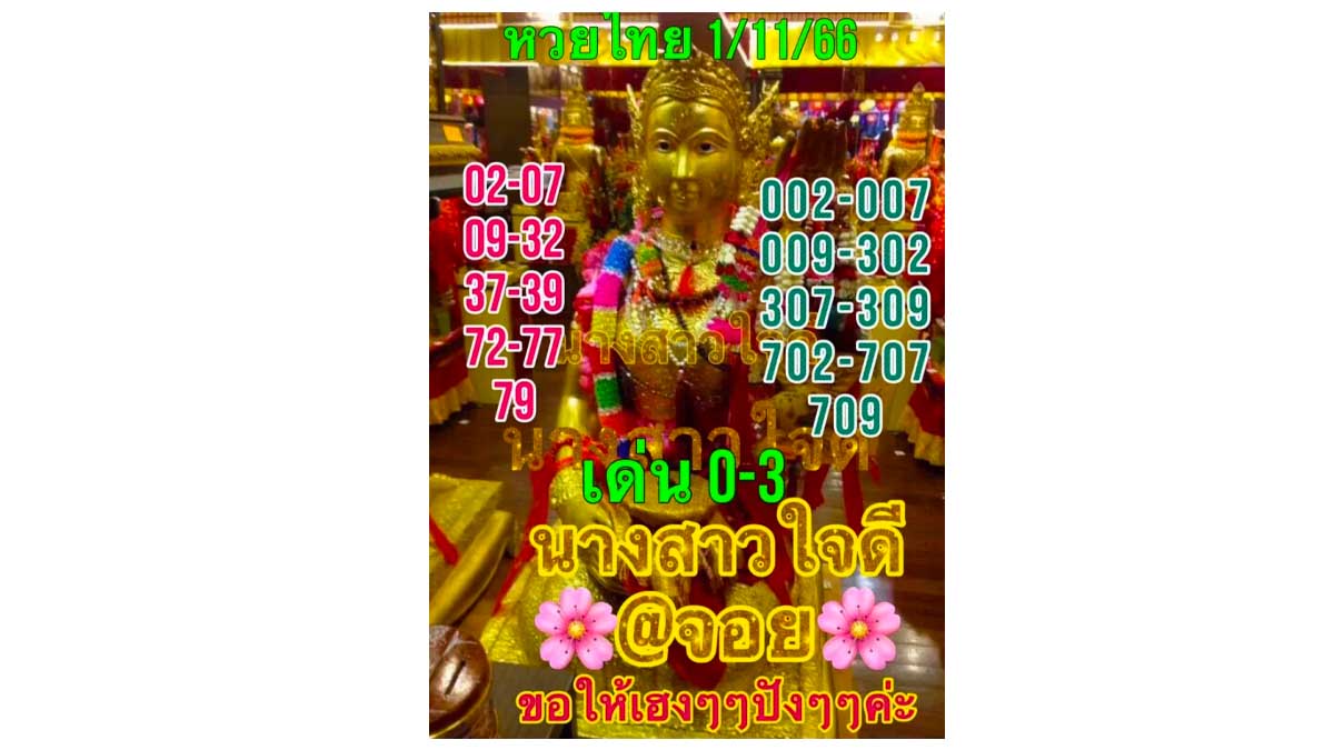 เลขเด็ด นางสาวใจดี งวด 1 พฤศจิกายน 2566