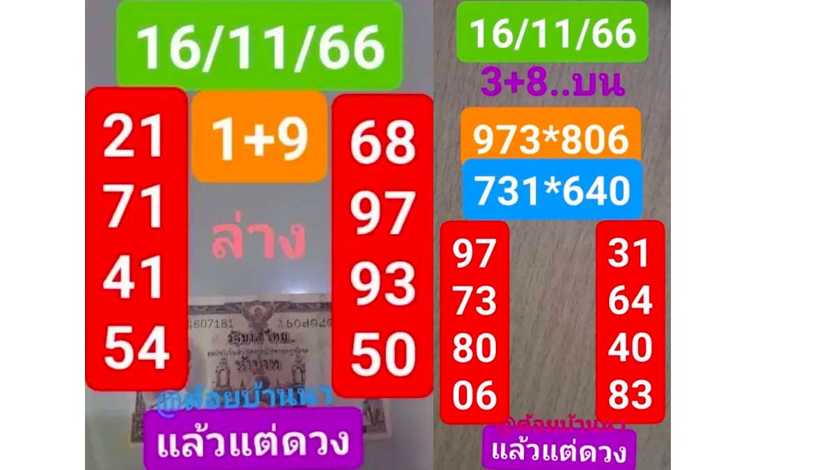 หวยต้อยบ้านนางวด 16 พฤศจิกายน 2566
