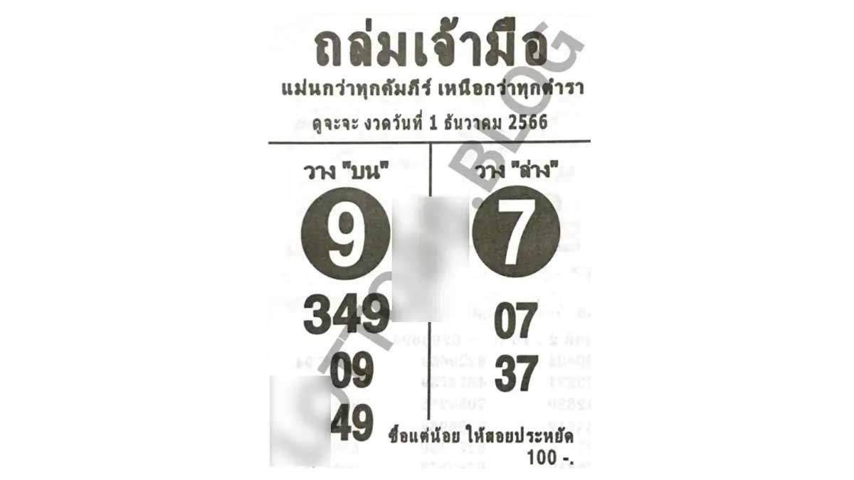 หวยถล่มเจ้ามือ งวด 1 ธันวาคม 2566