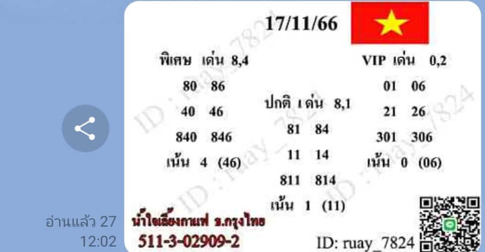 หวยฮานอย 17-11-66 ชุด6