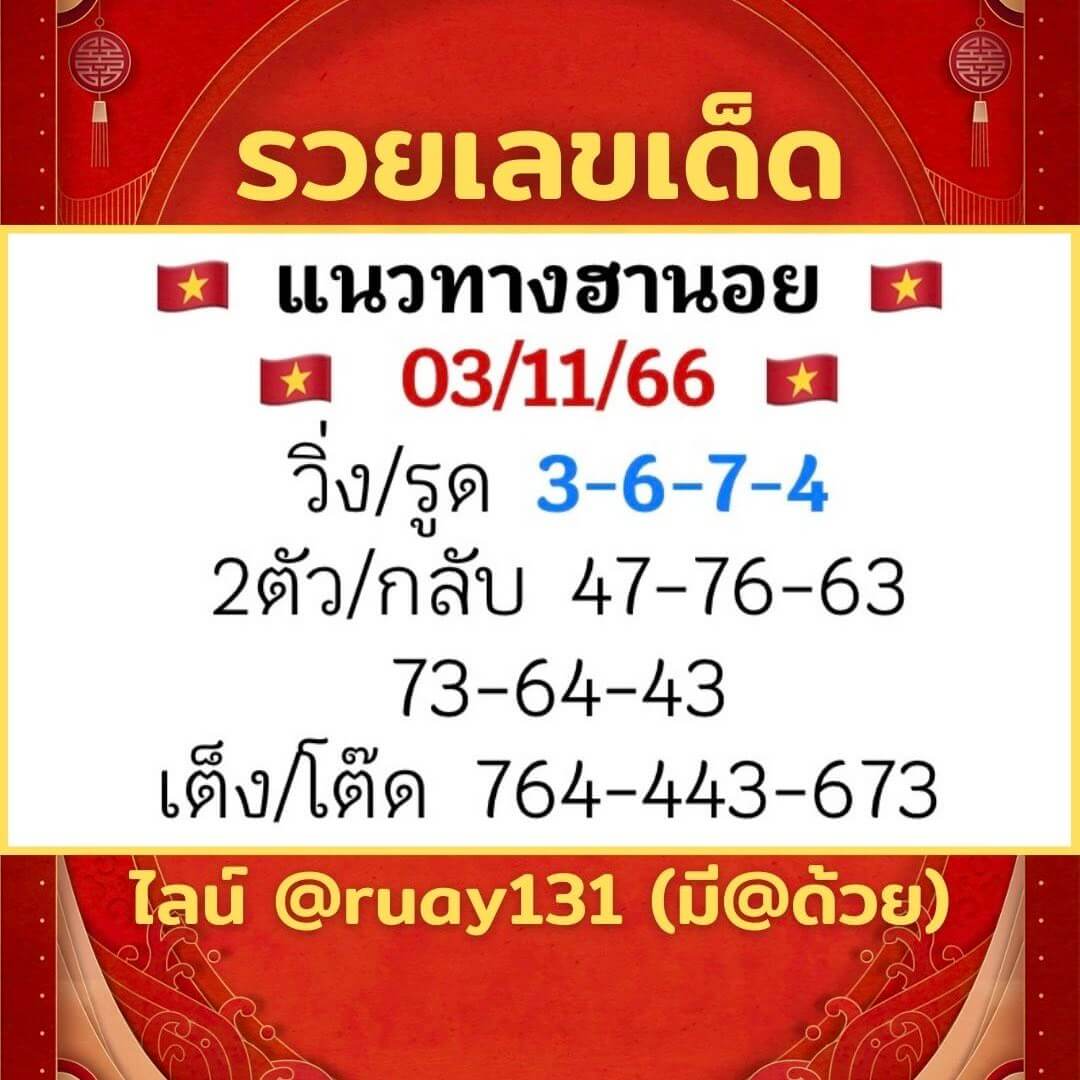หวยฮานอย 3-11-66 ชุด6