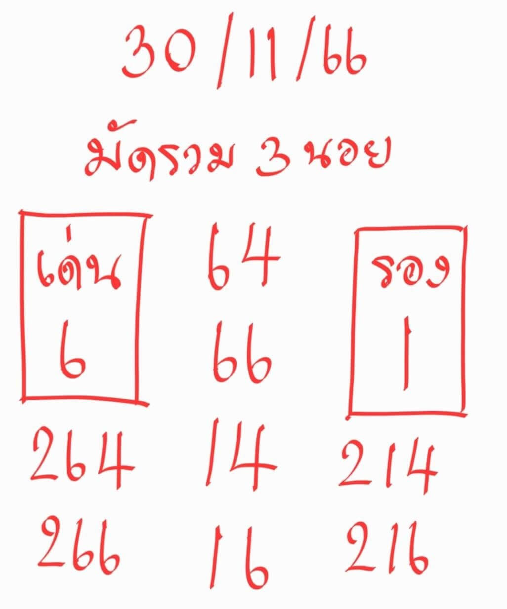 หวยฮานอย 30-11-66 ชุด2