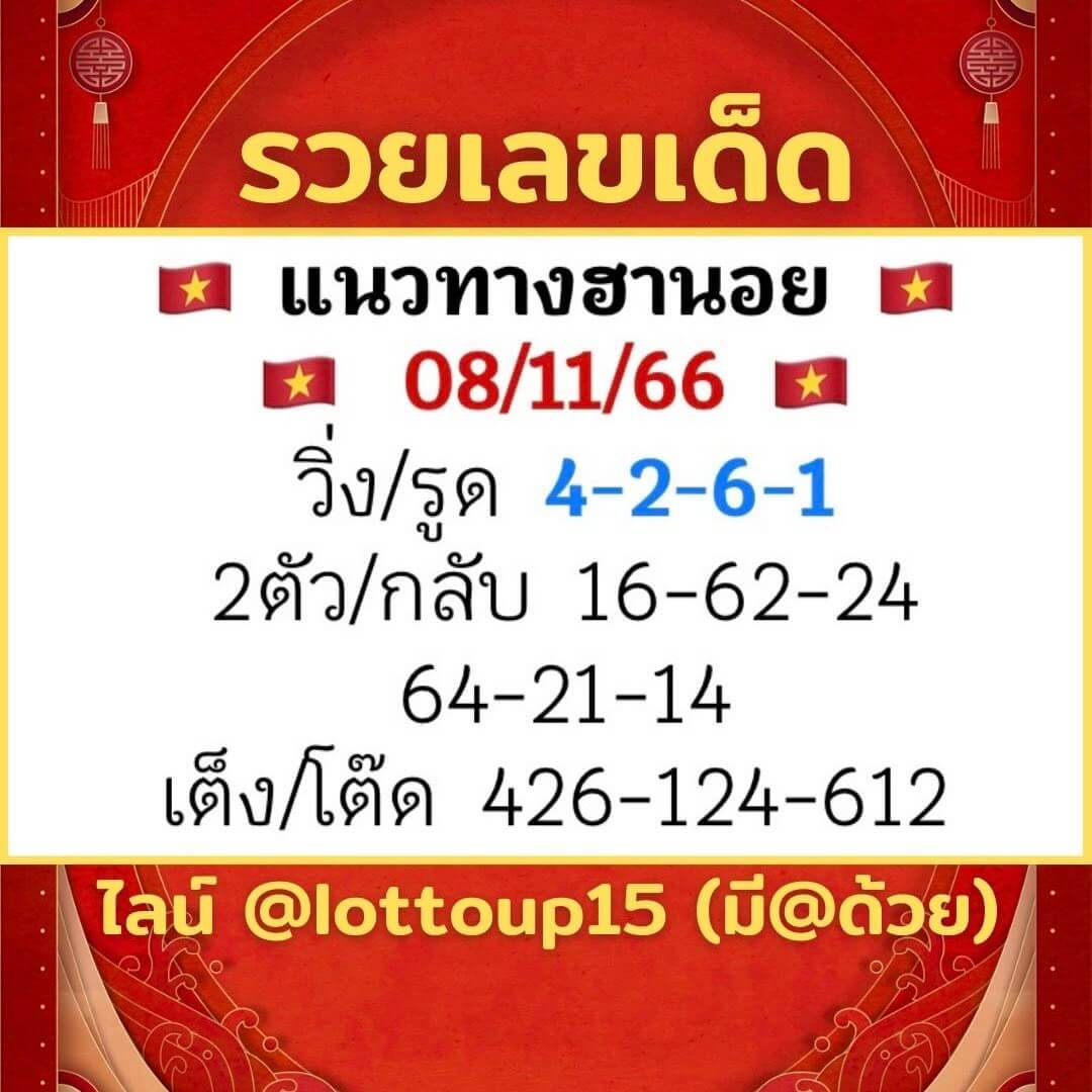 หวยฮานอย 8-11-66 ชุด10