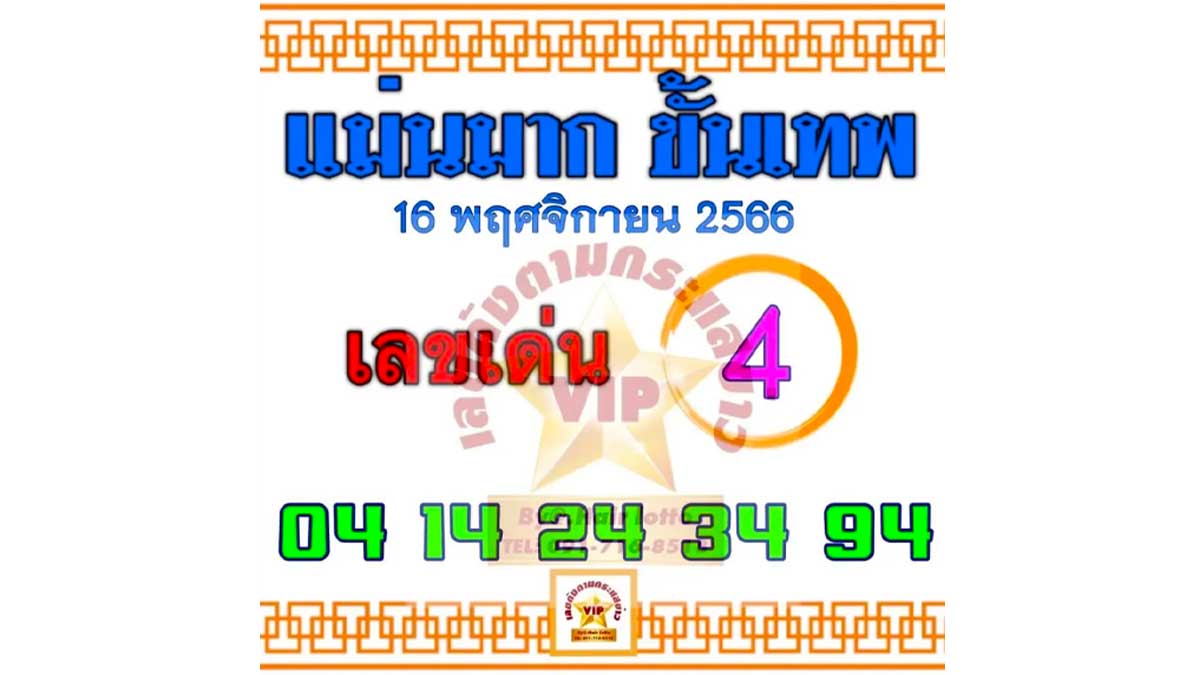 เลขเด็ดแม่นมากขั้นเทพงวด 16 พฤศจิกายน 2566