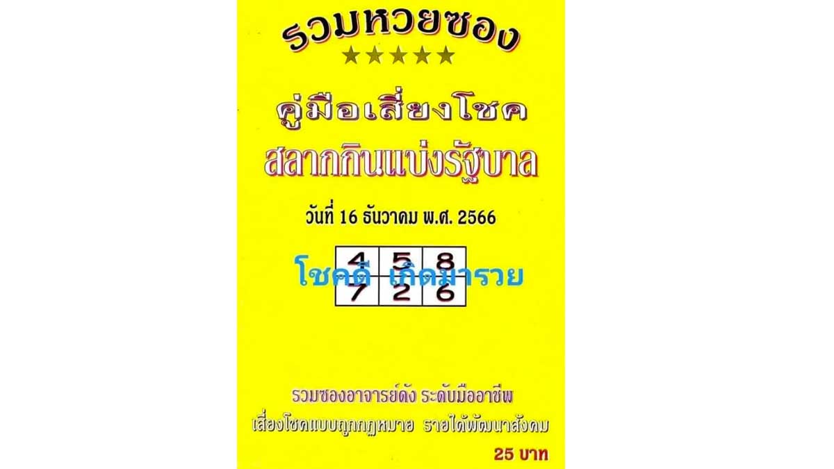 คู่มือเสี่ยงโชคงวด 16 ธันวาคม 2566