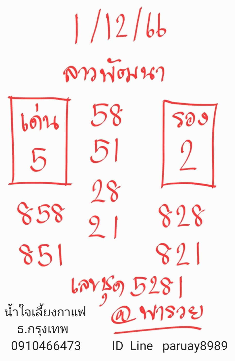 หวยลาว 1-12-66 ชุด6
