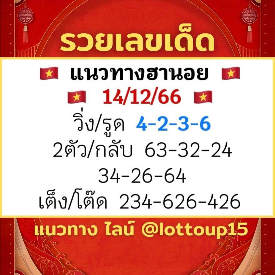 หวยฮานอย 14-12-66 ชุด10