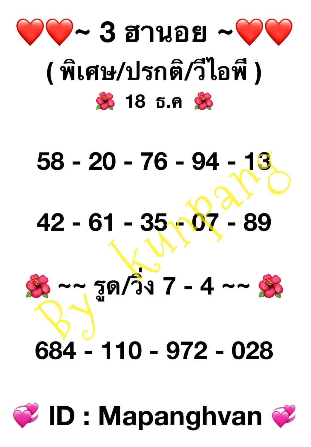 หวยฮานอย 18-12-66 ชุด7