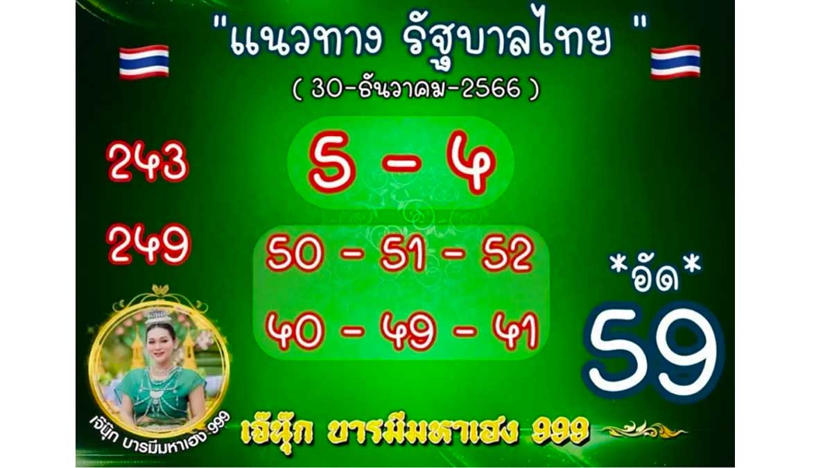 หวยเจ๊นุ๊กบารมีมหาเฮง งวด 30 ธันวาคม 2566