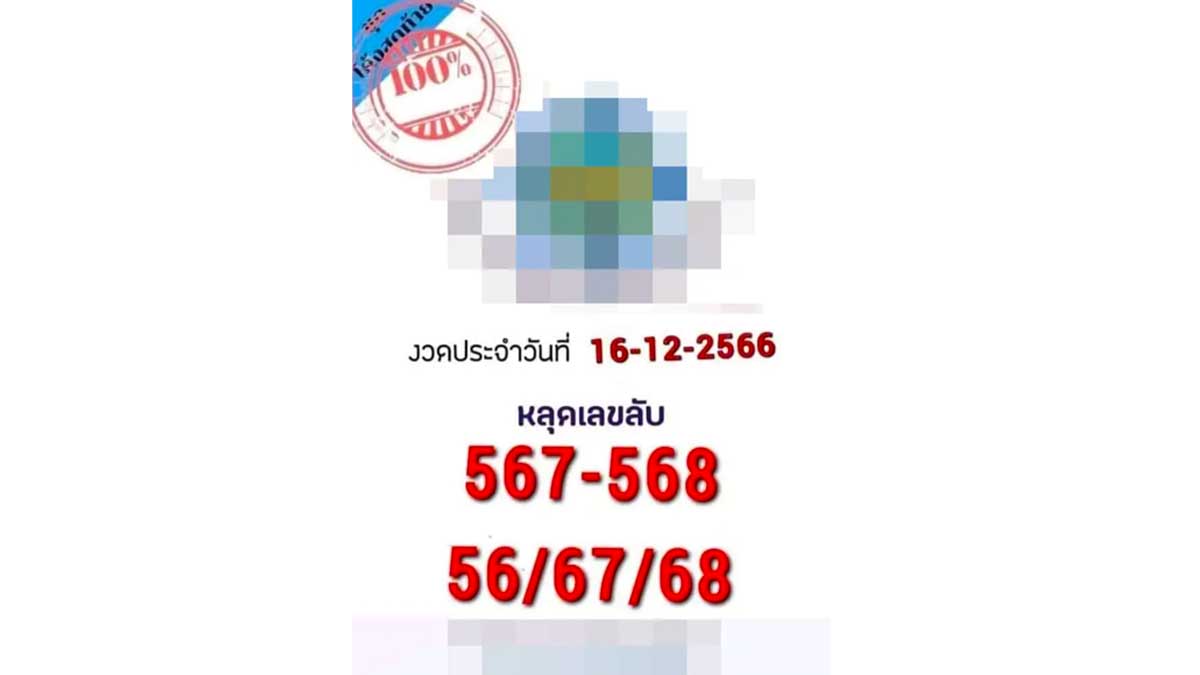 เลขหลุดวงใน งวด 16 ธันวาคม 2566