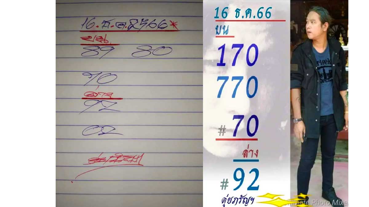 เลขเด็ด ดุ่ย ภรัญฯ งวด 16 ธันวาคม 2566