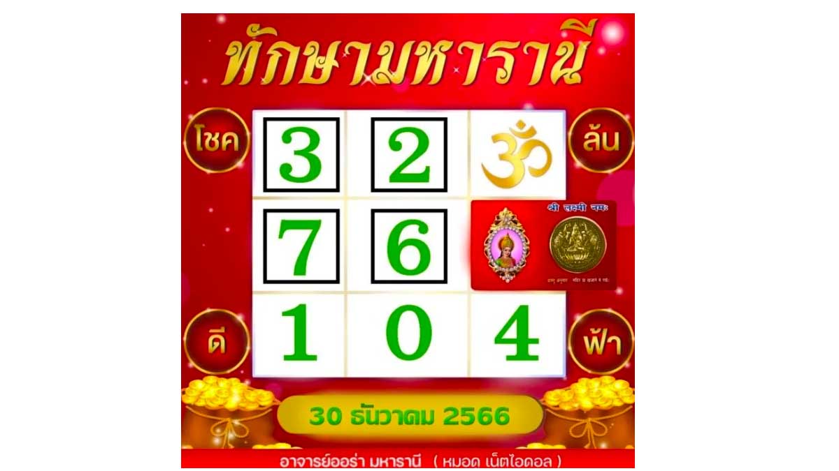 เลขเด็ด อ.ออร่า มหารานีงวด 30 ธันวาคม 2566