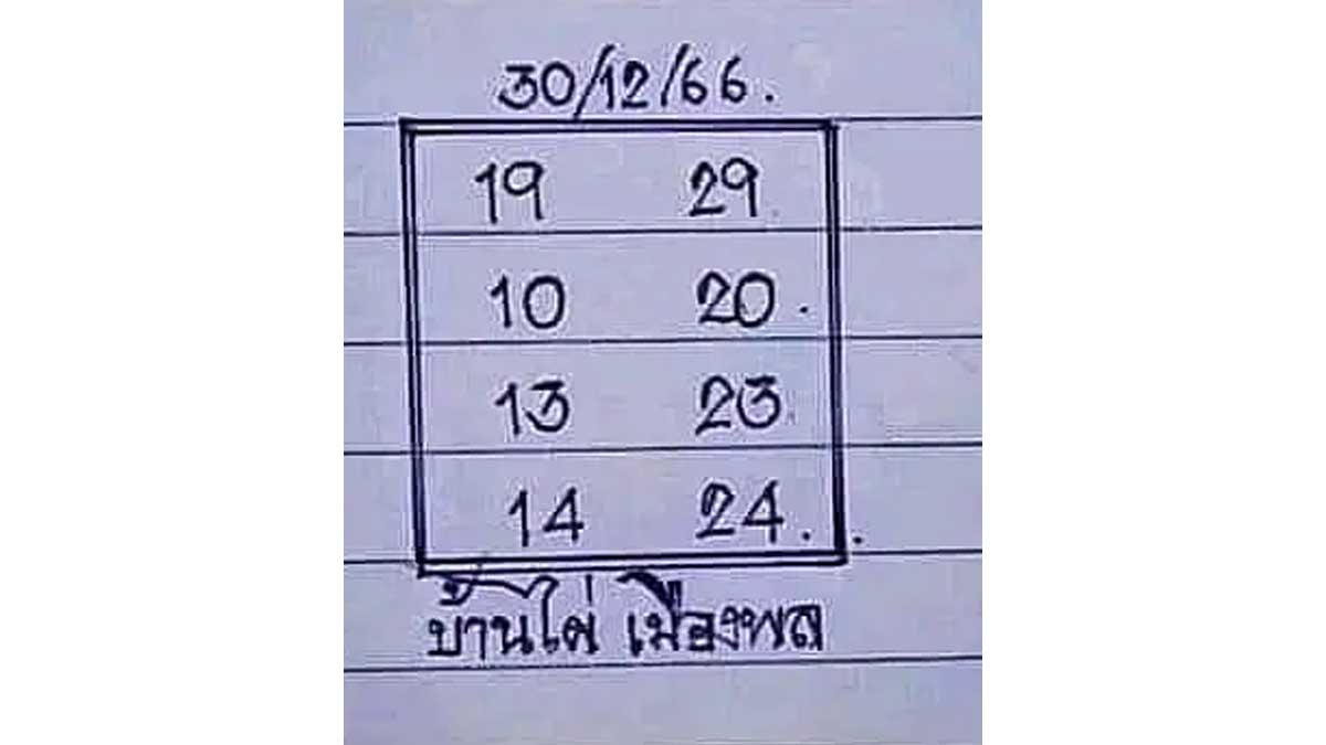 เลขเด็ดบ้านไผ่เมืองพล งวด 30 ธ.ค. 66