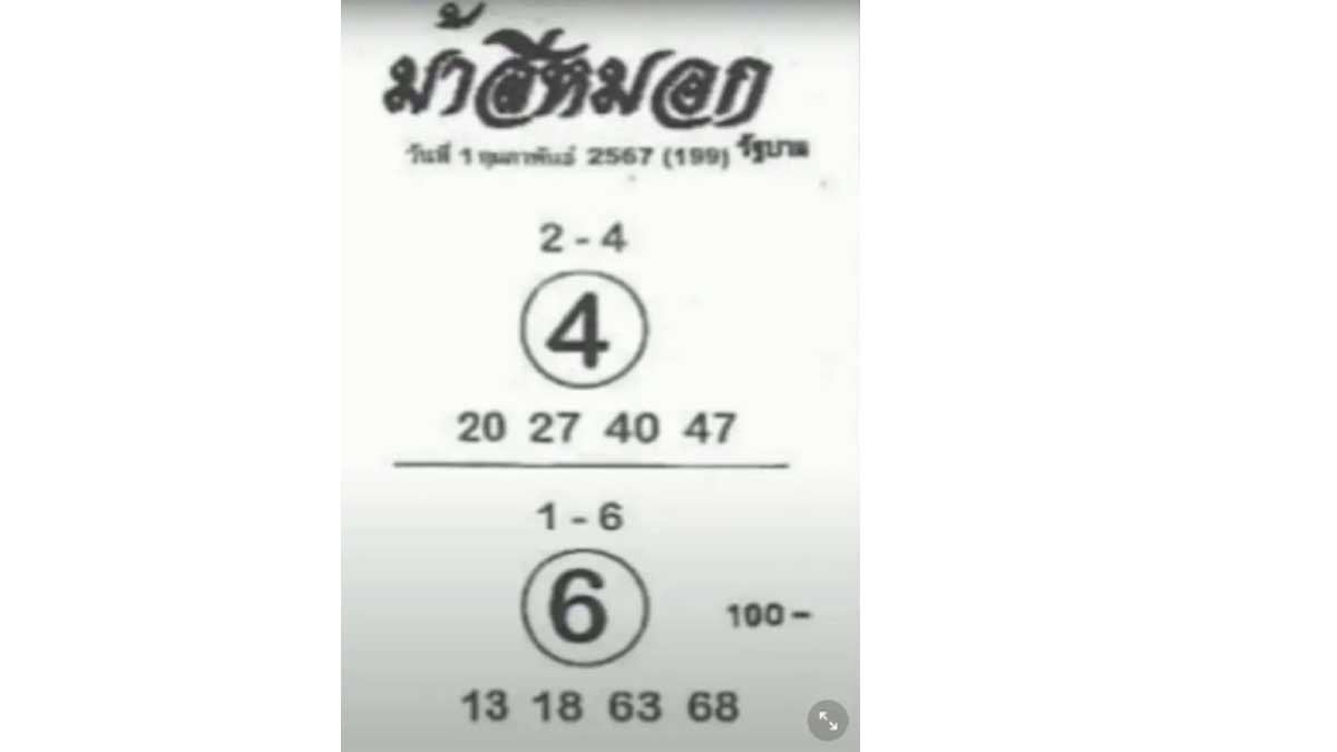 หวย ม้าสีหมอก งวด 1 กุมภาพันธ์ 2567