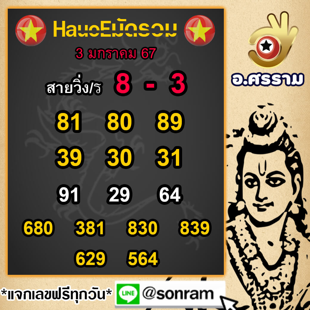 หวยฮานอย 3-1-67 ชุด9