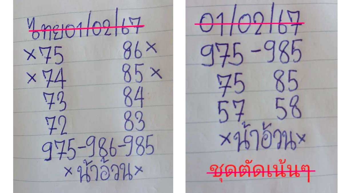 เลขเด็ดหวยน้าอ้วนงวด 1 กุมภาพันธ์ 2567