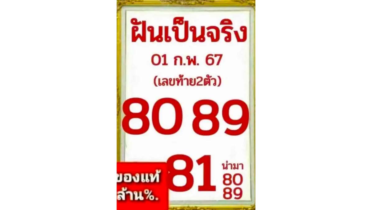 เลขเด็ดหวยฝันเป็นจริงงวด 1 กุมภาพันธ์ 2567