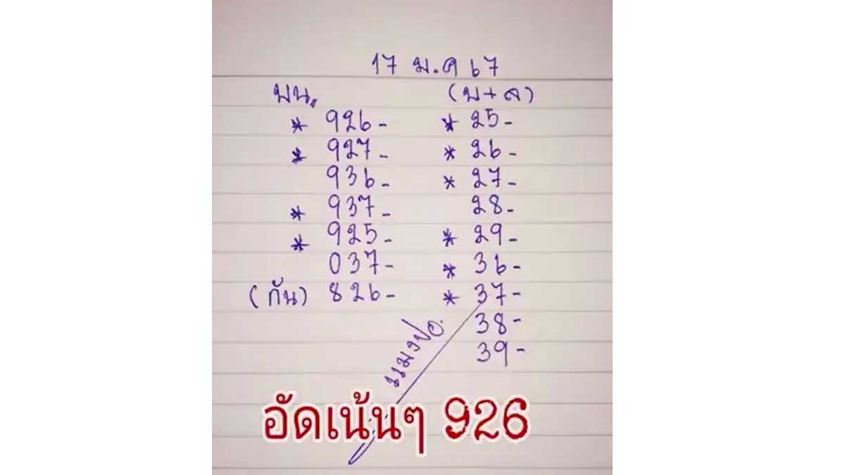เลขเด็ดหวยแมงปอ งวด 17 มกราคม 2567