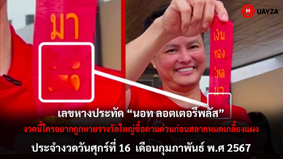 หวยนอทลอตเตอรี่พลัส 16 2 67
