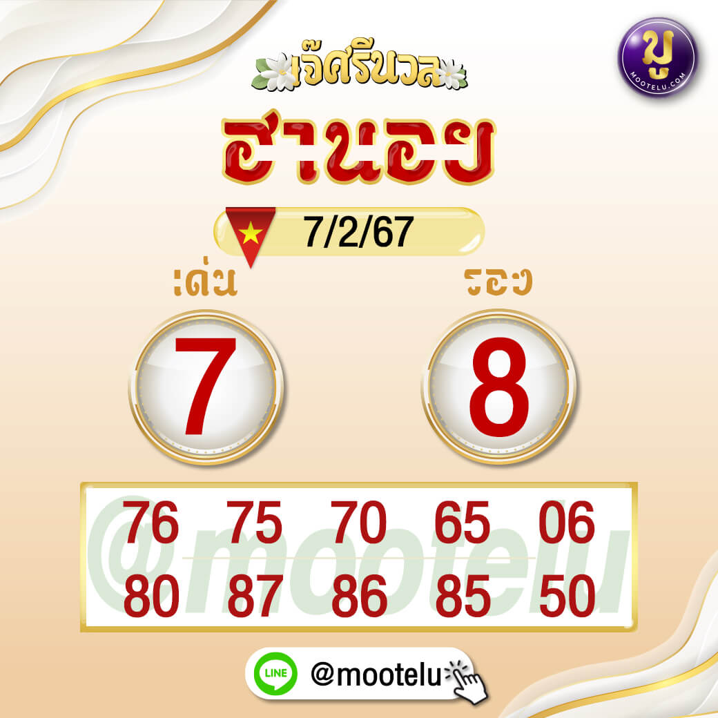 หวยฮานอย 7-2-67 ชุด9