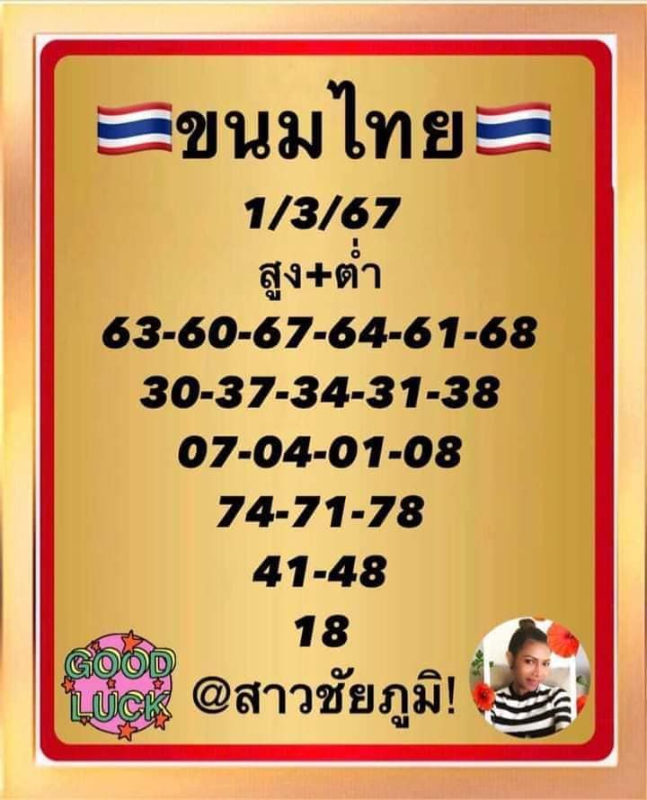 เลขเด็ดขนมไทยง งวด 1 มีนาคม 2567