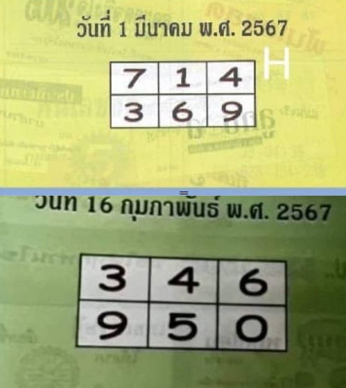เลขเด็ดหวยปกเขียว งวด 1 มีนาคม 2567