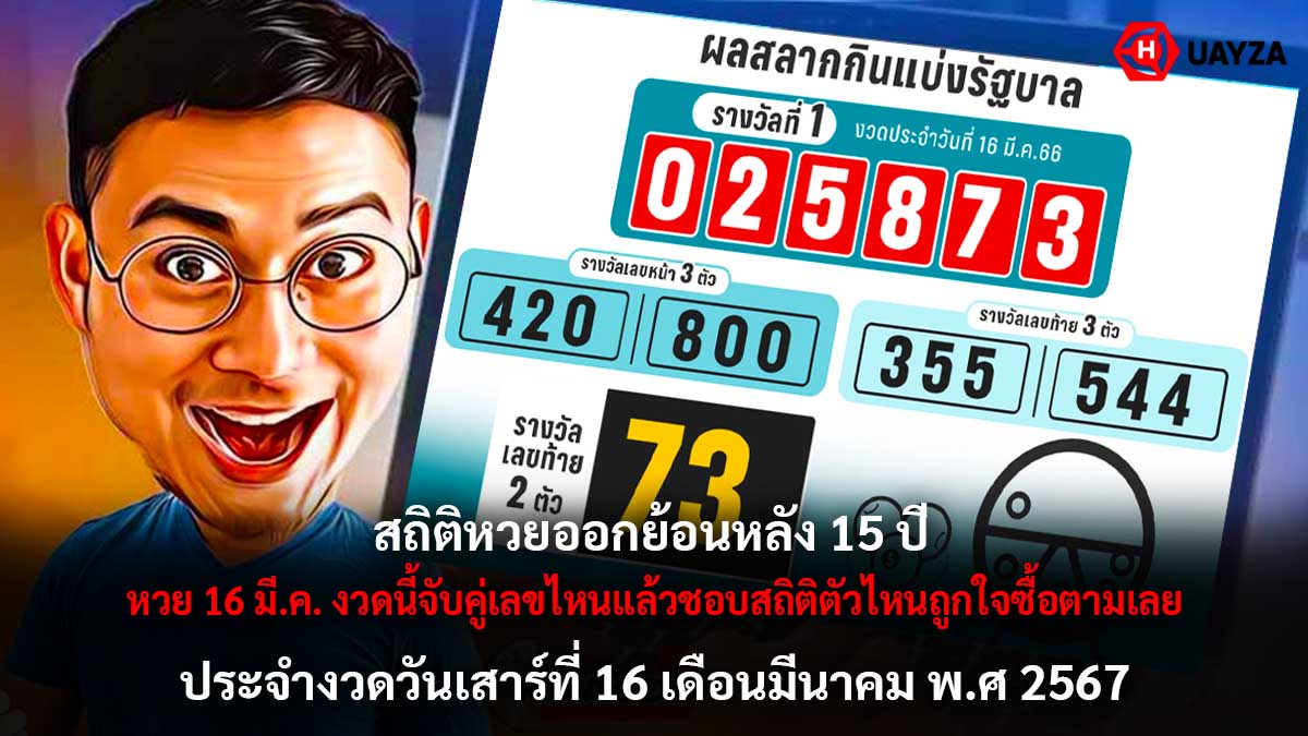 สถิติหวยออกงวด 16 มีนาคม ย้อนหลัง