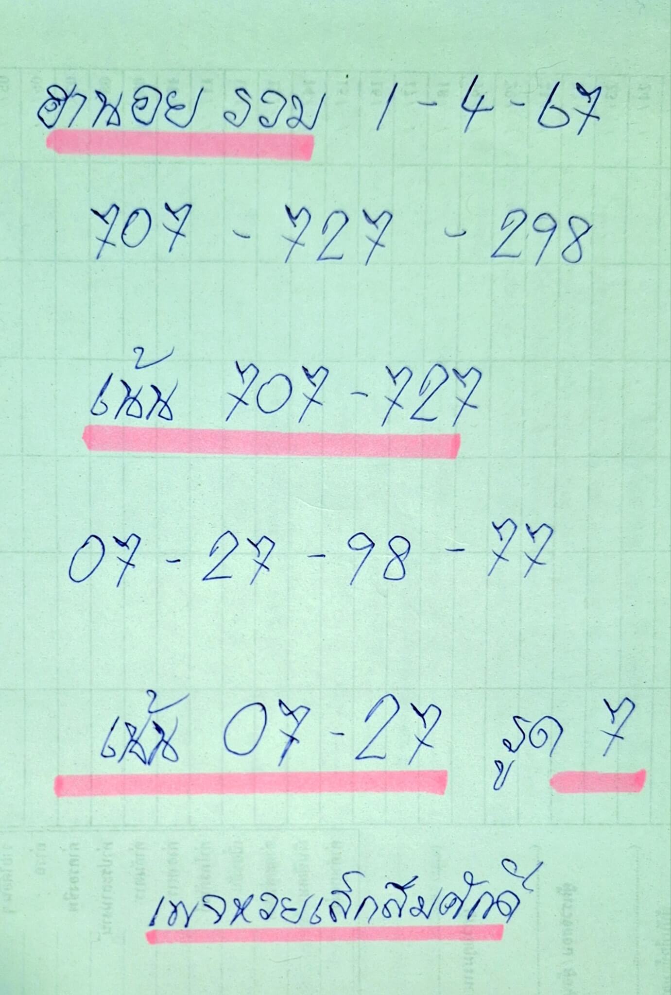 หวยฮานอย 1-4-67 ชุด6