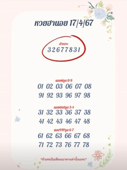หวยฮานอย 17-4-67 ชุด9