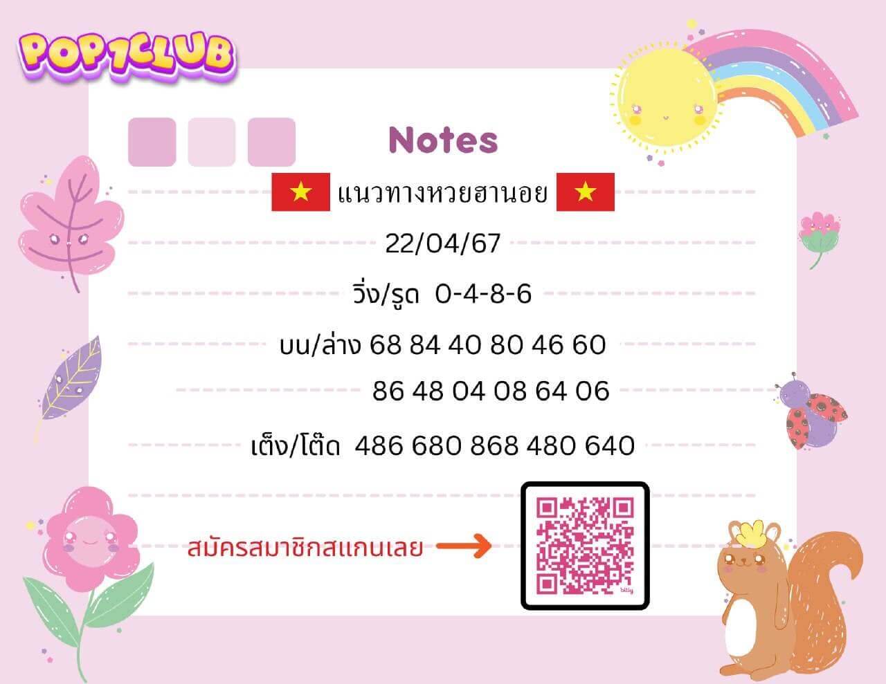 หวยฮานอย 22-4-67 ชุด4