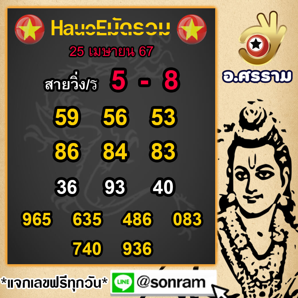 หวยฮานอย 25-4-67 ชุด9