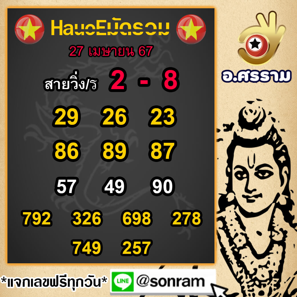 หวยฮานอย 27-4-67 ชุด9