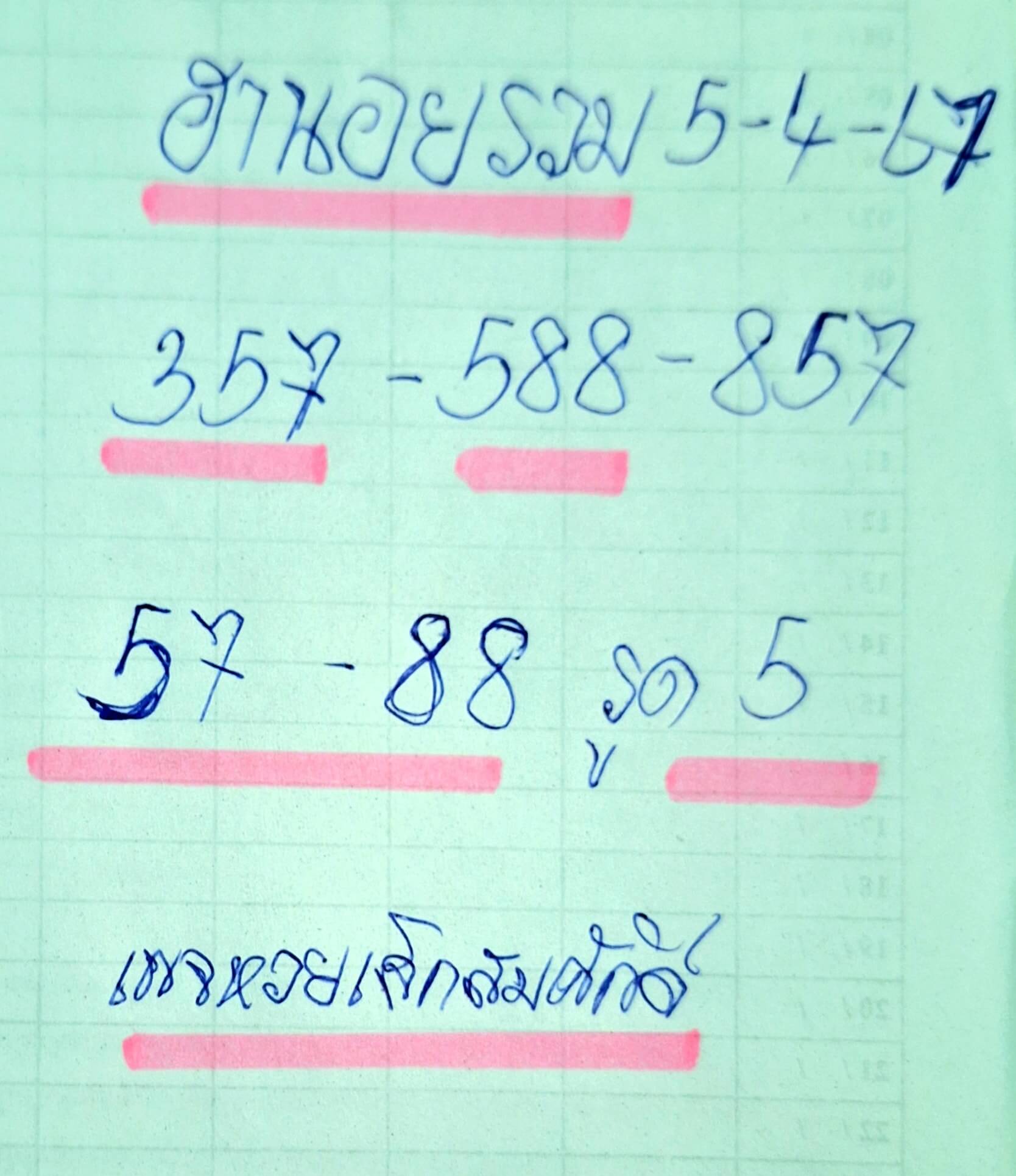 หวยฮานอย 5-4-67 ชุด2