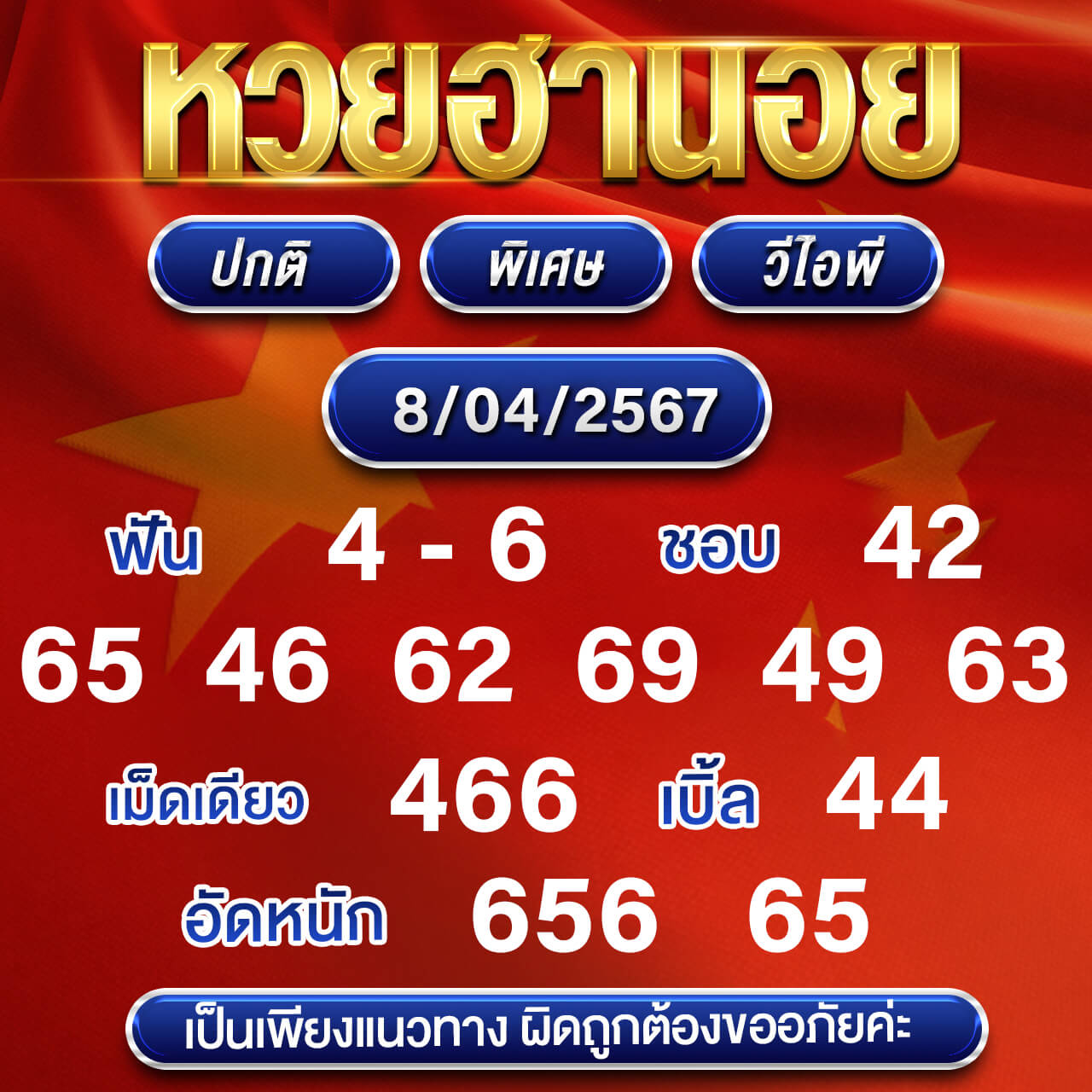 หวยฮานอย 8-4-67 ชุด3