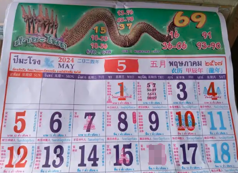 เลขเด็ดปฏิทินคำชะโนดงวด 2 พฤษภาคม 2567