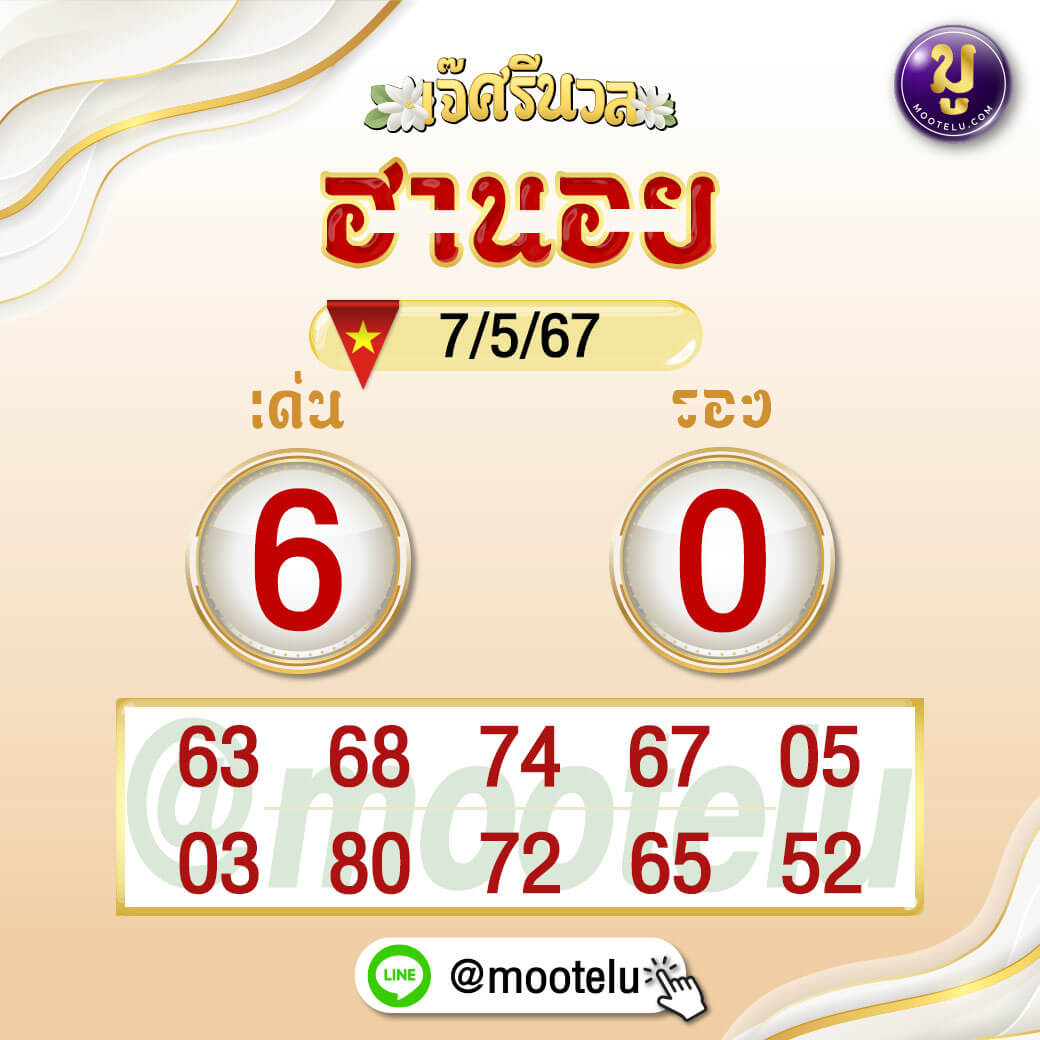 หวยฮานอย 7-5-67 ชุด4