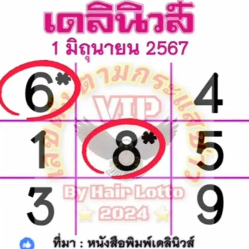 เลขเด็ดเดลินิวส์ งวด 1 มิถุนายน 2567